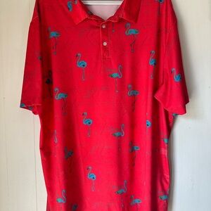 Flamingo Print hot red/orange Golf Shirt